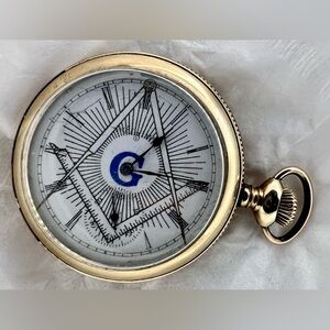 Elgin Pocket Watch 16s 7 Jewel Vintage 1918 Freemason Dial Gold Filled Case